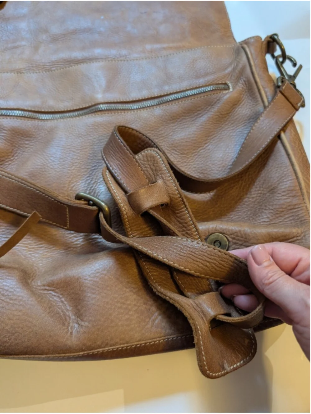Roots Vintage Made In Canada Leather Laptop Messenger Tribe Bag Satchel Brown Ii